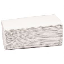 Håndklædeark, Satino, 2-lags, V-fold, 23x24cm, 11,5 cm, hvid, 100% genbrugspapir