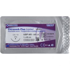Sutur, Chirasorb Plus, 45cm, violet, 4/0, DS-19 nål (FS-2), antibakteriel, resorberbar, steril