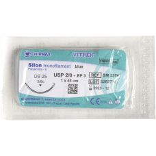 Sutur, Silon Monofilament, 45cm, blå, 2/0, DS-25 nål (DS-24), non-resorberbar, steril