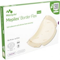 Skumbandage, Mepilex Border Flex, 19x15cm, oval, med silikone, latexfri, steril