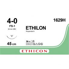 Sutur, Ethilon II, 45cm, sort, PA, 4/0, FS-1 nål, monofil, 1629H