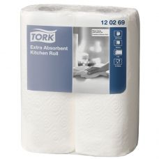 Køkkenrulle, Tork Ekstra Plus , 2-lags, 15,4m x 23cm, Ø10,7cm, hvid, 100% nyfiber