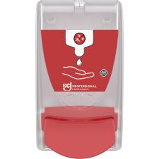 Dispenser, SCJ Professional, 1000 ml, hvid, manuel, med rød knap,0,7 ml pr. dosering