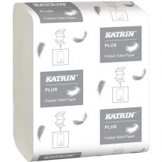 Toiletpapir i ark, Katrin Plus, 2-lags, 23x10,3cm, hvid, 100% nyfiber