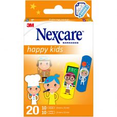 Børneplaster, Nexcare Happy Kids, profession, 2 størrelser, assorteret, åndbart, hypoallergent