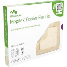 Skumbandage, Mepilex Border Flex Lite, 15x15cm, med silikone, latexfri, steril