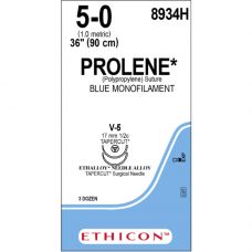 Sutur, Prolene, 90cm, blå, PP, 5-0, 2xV-5-nål, monofil, 8934H
