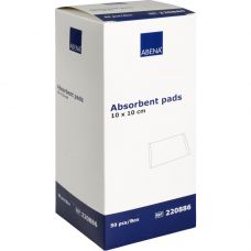 Absorberende bandage, ABENA, 10x10cm, hvid, usteril, med blå bagside