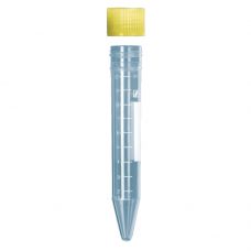 Urinprøverør, 10 ml, PS, med skruelåg og skrivefelt, spidsglas, steril