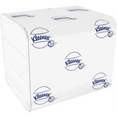 Toiletpapir i ark, ABENA Kleenex, 2-lags, 18,6x11cm, hvid, 100% genbrugspapir